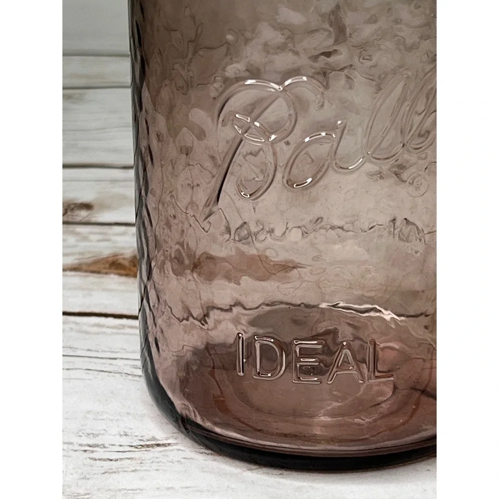 Ball Ideal Mason Jars Rose Amethyst Purple Hammered Glass Set of 2 7in